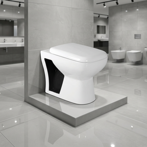 Cuvette de toilettes de luxe rétro imprimée bicolore en céramique EWC, WC européen bleu carré avec siège design - Product Image 2