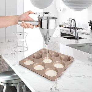 Ustensiles de cuisine en acier inoxydable : Outils pour takoyaki avec support, distributeur de miel pour cupcakes 600ml/1200ml, entonnoir - Product Image 1