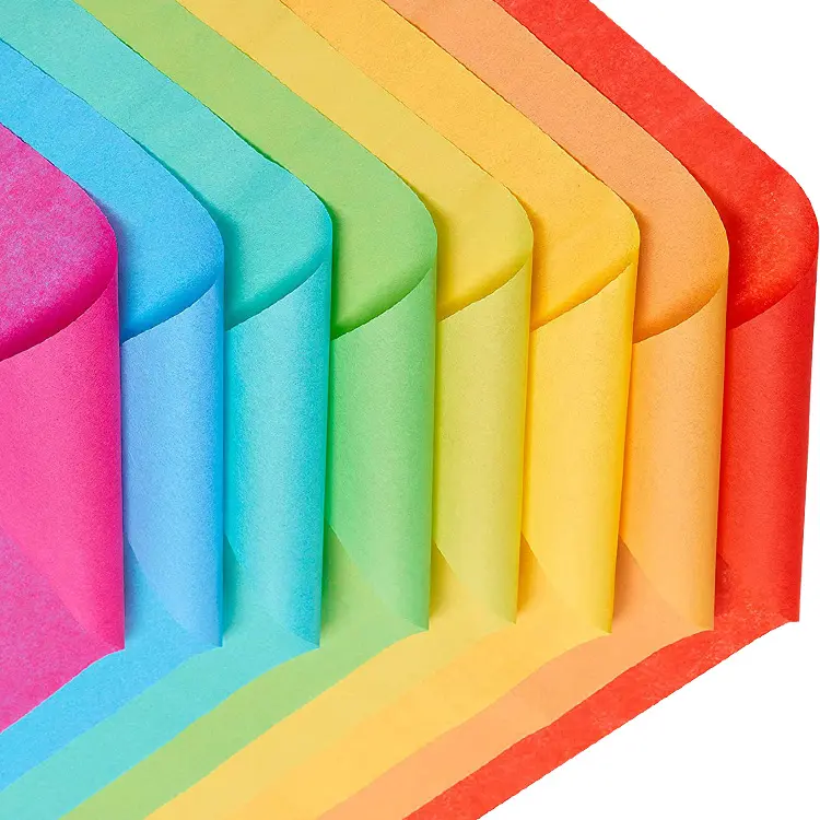 Hot Sale Custom Wholesale DIY Colorful Paper Gift Wrapping Thin tissue paper Seiden Papier de Soie Papel Seda