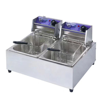 Equipo de cocina comercial Freidora eléctrica de acero inoxidable Nuevo con tanques dobles para restaurante y uso doméstico 10L proporcionado