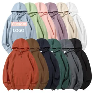 Groothandel Blank 300G Katoen Op Maat Geborduurd Bedrukt Logo Fleece Oversized Hoodies Sweatshirts
