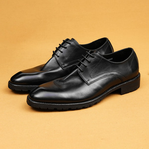 Men Brown Leather Oxfords Pointed Toe Lace-up Anti-Slippery Rubber Outsole Career All Seasons Wedding shoes wholesale - Product Image 6