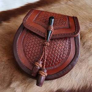 Pochette Sporran en cuir véritable écossais à motif tartan de sport Eoin Winston avec emblème tête de cerf, marron, faite à la main, sac portefeuille - Product Image 5