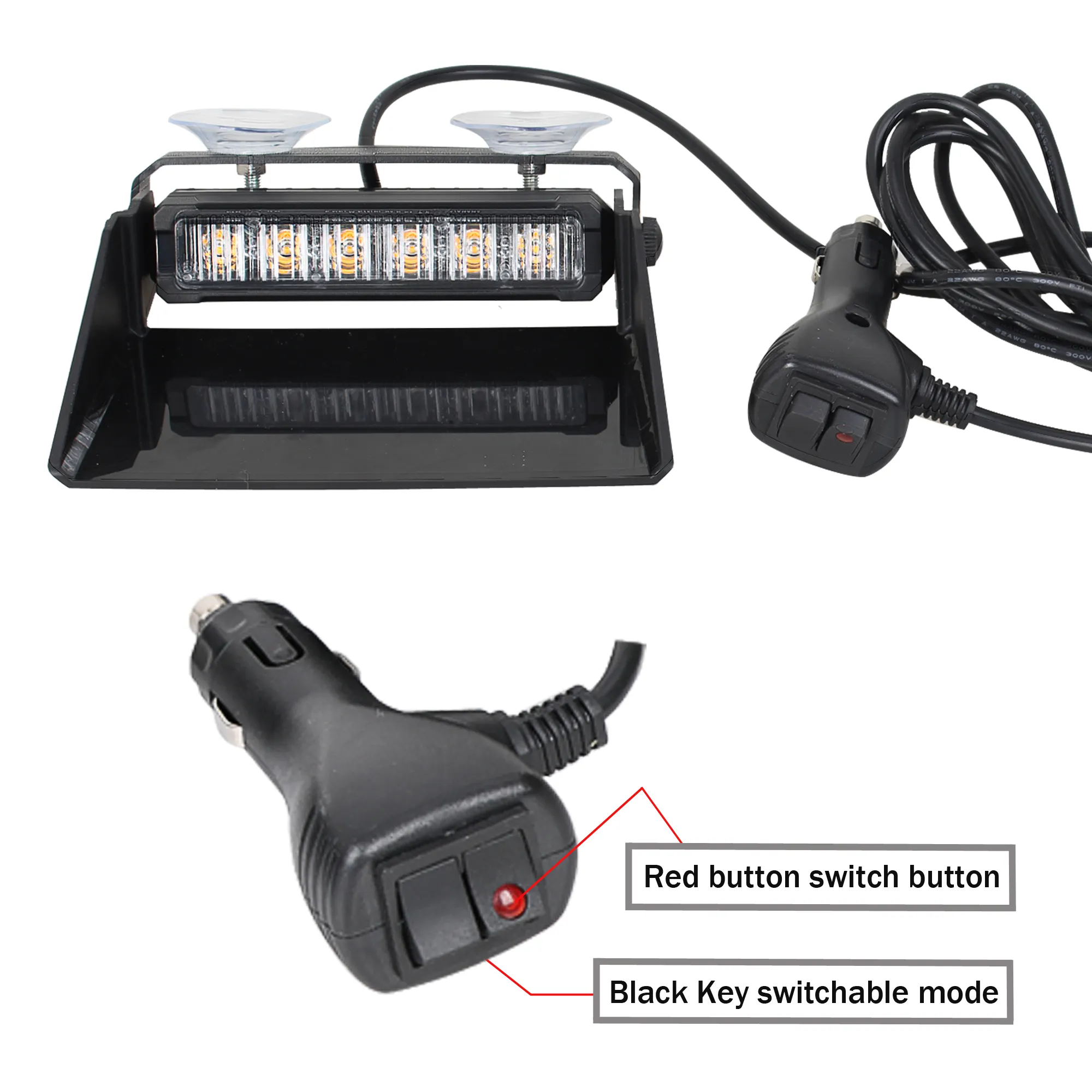 Coxswain lâmpada de luz led para carro, 16 led vermelho/azul âmbar/branco, luz estroboscópica, emergência, lanterna de aviso, 12v