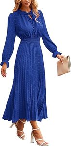 <span class=keywords><strong>Abito</strong></span> Lungo da Donna Personalizzato Logo2025 Primavera-Autunno con Scollo a V, <span class=keywords><strong>Pois</strong></span> Svizzeri, Plissettato, Linea ad A, Elegante e a <span class=keywords><strong>Maniche</strong></span> <span class=keywords><strong>Lunghe</strong></span> - Product Image 4