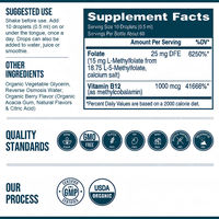 Gouttes de L-Méthylfolate OEM/ODM 15mg Plus B12 pour la santé immunitaire et le soutien de la mémoire chez l'adulte