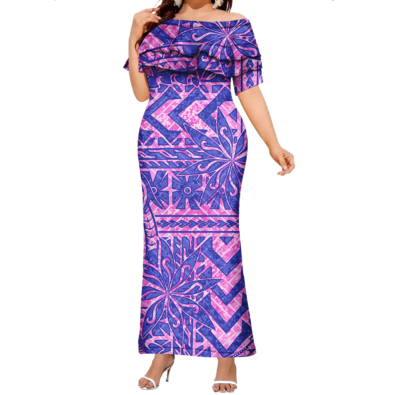 tongan formal dress Samoan and Patterns Polynesian Tribal Designs Evening Gowns for Women Long Cocktail Maxi Dress polynesian formal dresses