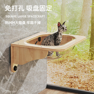 เปลแมวแบบติดผนัง Paull Square Suction Cup ขนาด 85 มม. ไม่ต้องเจาะ ดีไซน์ทันสมัย - Product Image 1