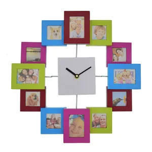 Square Photo Frame Wall Clock With Picture Frames Clock With 12 Photo Frame