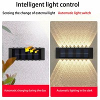 Lampu LED dekorasi taman, lampu dinding luar ruangan, lampu hangat, lampu luar ruangan, dekorasi taman, atas dan bawah bercahaya, 6LED, luar ruangan