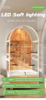 Cage à oiseaux de style villa en métal et bois, grande et luxueuse, pour usage domestique, peu encombrante, anti-éclaboussures avec verre transparent