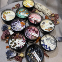 Bougies en Cire de Soja Parfumées Artisanales Unique, Guérison Spirituelle Tarot, Économiques, Faible QMC, Boîte en Cristal avec Cristaux