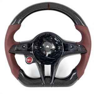 Accessoires de voiture pour Alfa <span class=keywords><strong>Romeo</strong></span> Giulia Stelvio 2014-2020 Volant sportif en fibre de carbone chauffant à fond plat - Product Image 1