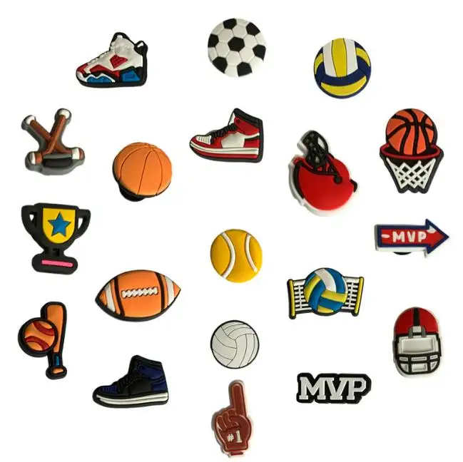 Football Shoe Charms Sport Team Shoes Charms for Clog PVC Accessories Clog Pins Decoration for Boy Girl Kids