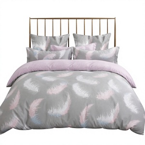 Poland Stock Delicate Feather Cotton <b>Bedding</b> <b>Set</b> <b>Grey</b> <b>Pink</b> Plumage Duvet Cover for B&B EU Dropshipping 3pcs - Product Image 1