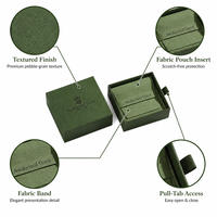 Boîte cadeau rigide haut de gamme pour bagues et montres avec doublure en satin, matériaux recyclés, gaufrage, pelliculage mat, revêtement UV, poignée