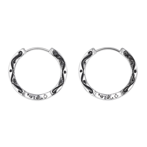 Orecchini a Cerchio Vintage in Argento 925 con Cristalli e Strass, Finitura Argento Anticato per Uso Quotidiano Femminile - Product Image 1
