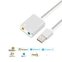USB Externe Soundkarte mit Mikrofon-Kopfhöreranschluss Geflochtenes Kabel Audio-Adapter für PC Laptop