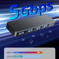Hub USB C 4 en 1 Portable Ordinateur Portable Type-C 4 Ports USB 3.0 Station D'accueil Adaptateur Multiport pour MacBook Pro Air Surface Pro