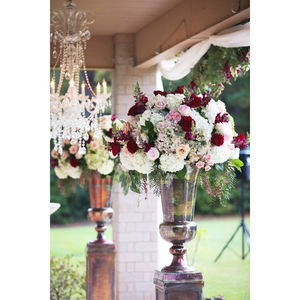 Vase à fleurs décoratif en aluminium, couleur texturée noir et or, pot de fleurs de Style classique pour dessus de Table, nouvelle collection - Product Image 2