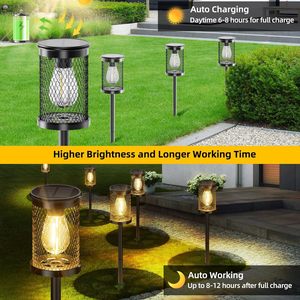 Lámpara Solar de Jardín Cilíndrica con Malla, Luz Cálida, Iluminación Exterior para Paisajes, Uso Doméstico, Impermeable, Interruptor Táctil - Product Image 2