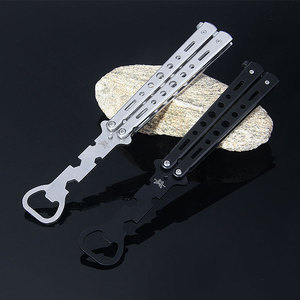 Ouvre-bouteille papillon style <span class=keywords><strong>Balisong</strong></span>, ouvre-bouteille pliable EDC en acier inoxydable avec étui de poche, cadeau pour homme, ouvre-bouteille pour bière - Product Image 1