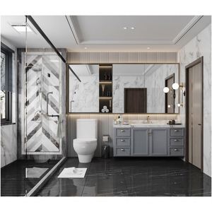 Mueble de Baño Moderno de Lujo Personalizado con Mueble Lavabo Integrado y Mueble de Ducha Montado en la Pared - Product Image 4