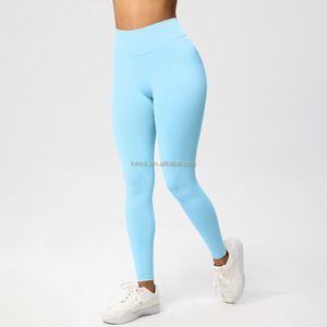 Leggings Deportivos de Cintura Alta con Logotipo Personalizado, 90% Nailon, 10% Elastano, Acanalados, para Yoga, Gimnasio, Entrenamiento, Sin Costuras, de Secado Rápido para Mujer - Product Image 4