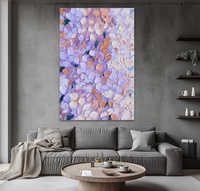 Moderno Simple Original Flora Bloom colorido violeta naranja pintado a mano textura gruesa aceite abstracto sala de estar pared arte
