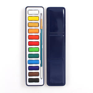 Hot Selling 12 18 24 Kleuren Aquarel Verf Set Blauwe Ijzeren Doos Met Oem Verpakking - Product Image 3