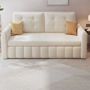 أريكة عصرية متعددة الوظائف بتصميم حديث، مصنوعة من الجلد الصناعي الأسود مع خياطة بيضاء، قابلة للتحويل إلى سرير - Product Image 4