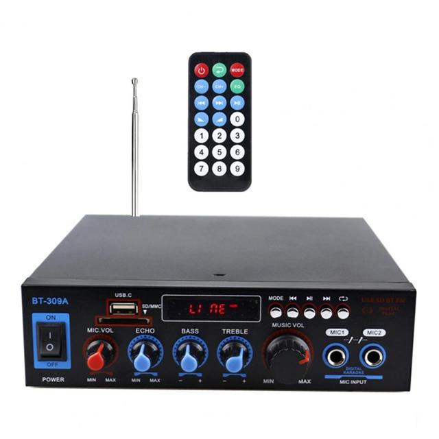 Audio BT-309A BT TPA3116D2 Sound Power Amplifier 800W 12V/220V Mini HiFi Stereo Audio Class D Amp Bass Treble