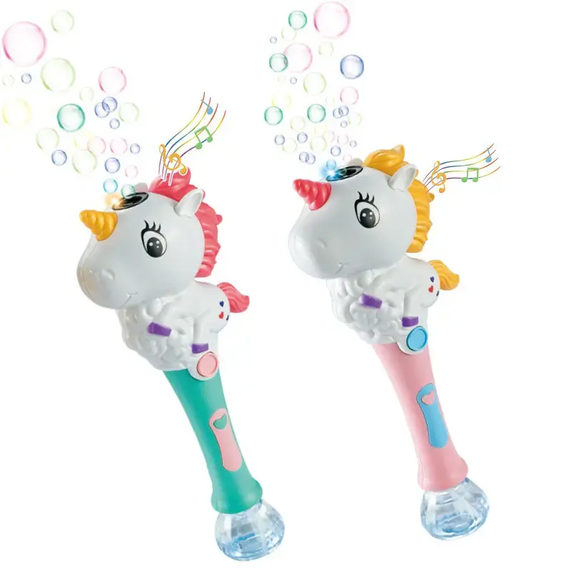 Kinder Sommer Spielzeug Blase Maschine Einhorn Pinguin automatische Blase Zauberstab Stick mit Licht und Musik Outdoor Bubble Spielzeug für Kinder