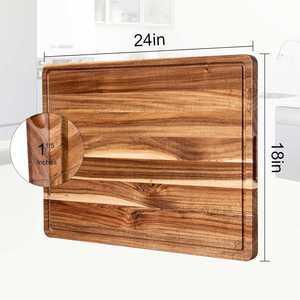 Planche à découper en bois tendance, grande, écologique, de forme rectangulaire, taille personnalisable, pour salle à manger, plateau à fruits, en stock - Product Image 4