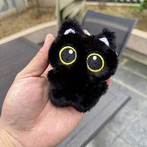 Оптовая продажа милый черный котенок плюшевая кукла с большими глазами Черный кот пищащий мягкая игрушка - Product Image 6