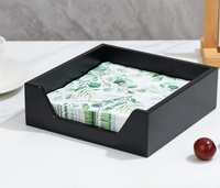 Porte-serviettes pour table, distributeur de serviettes en bois avec grande ouverture latérale pour serviettes en papier, porte-serviettes carré de style farmhouse