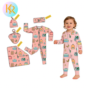 Pyjamas pour bébé en bambou à fermeture éclair personnalisés Kerui, vêtements pour bébé, garçons de 0 à 12 <span class=keywords><strong>mois</strong></span>, barboteuses en tricot pour bébé, combinaison une pièce pour filles - Product Image 1