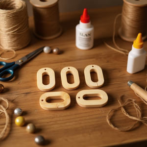 Accessorio ovale in legno ILAN 35x22mm 5 pezzi Materiali per artigianato - Product Image 2