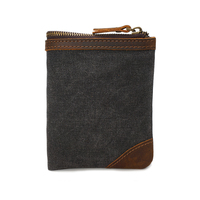 Dompet Lipat dua Vintage desainer kapasitas besar klip uang pendek ritsleting pemegang kartu kredit wanita wanita dompet kanvas Pria Wanita