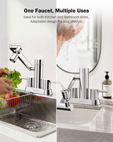 Robinet de cuisine à double poignée avec filtre intégré, 1080 °   Rotatif et à 360° °   Aérateur pivotant SS304