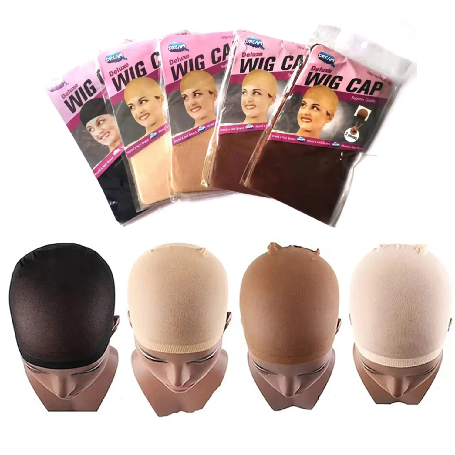 Filet de cheveux en Nylon extensible à extrémité fermée, bonnet de perruque, doublure noire, filet de tissage, bonnet de perruque pour femmes et hommes