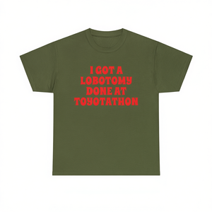 Maglietta con stampa 'I Got A Lobotomy Done At Toyotathon' unisex, girocollo, manica corta, per adulti, promozionale - Product Image 3