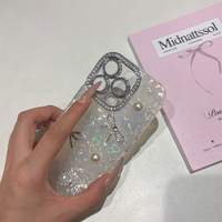 Casing HP iPhone 17 Pro Max Mewah Berhias Mutiara dan Rhinestone dengan Desain Pelindung Kamera, Cocok untuk Wanita, untuk iPhone 16 15 14