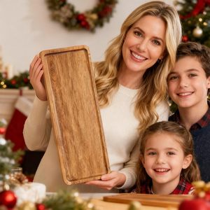 Grand <span class=keywords><strong>plateau</strong></span> <span class=keywords><strong>de</strong></span> service rectangulaire en bois poli <span class=keywords><strong>de</strong></span> qualité commerciale pour fromage, charcuterie, gâteau, sandwich, collation, légumes et apéritifs - Product Image 6