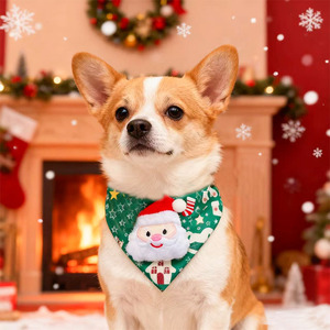 Christmas Pet Reindeer Triangular Scarf <b>Dog</b> Cat Bib Winter Holiday <b>Costume</b> Red With Plush Nose - Product Image 4