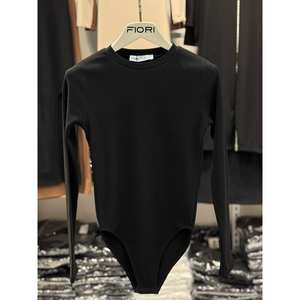 ชุดบอดี้สูทแขนยาวผู้หญิงฟิโอริคอกลมผ้าถักยืดสไตล์มินิมอล - Product Image 2