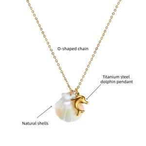 <span class=keywords><strong>Collar</strong></span> de Cadena para Clavícula Zhixuan de Verano, Chapado en Oro de 18K, Acero Inoxidable, Concha Natural, Joyería Distintiva para Mujer - Product Image 4