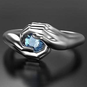 Anello Vintage con Gemma Blu per Donne, Gioiello da Dito in Stile Punk, Regalo di Halloween - Product Image 3