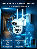 Caméra de sécurité domestique intelligente IP66 étanche pour l'extérieur à double objectif Tuya App Audio bidirectionnel Essai cloud gratuit de 30 jours
