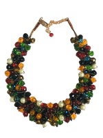 Collier bib bohème unisexe fait main, perles facettées, plaqué or 18 carats, bijoux religieux indiens, fiançailles, mariages, fêtes